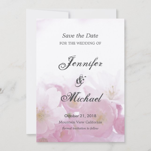 Save The Date Enregistrer la date Fleurs de mariage unique class (Devant)