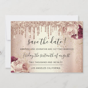 Save The Date Enregistrer La Date Florals Rose Déchets De Monnai