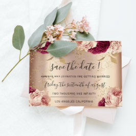 Save The Date Enregistrer La Date Florals Rose Gold Roses Marsal