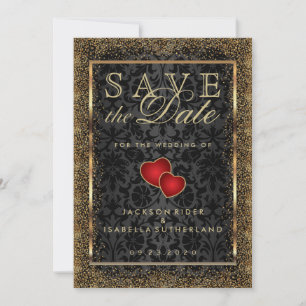 Save The Date Enregistrer la date Gold Confetti et Black