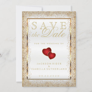 Save The Date Enregistrer la date Gold Confetti et Blanc