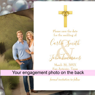 Save The Date Enregistrer la date Gold Cross Mariage Bagues 3 Ph