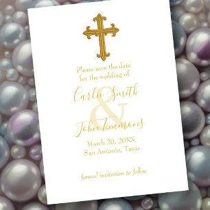 Save The Date Enregistrer la date Gold Cross N'importe quelle co