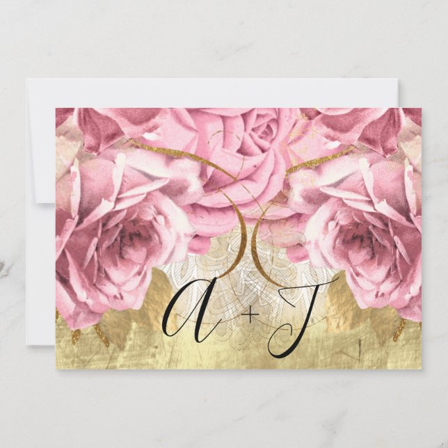 Save The Date Enregistrer la date Gold Rose Wreath Rose Mariage  (Dos)