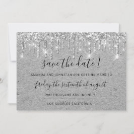 Save The Date Enregistrer La Date Grey Kraft Parties scintillant