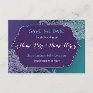 Save The Date Enregistrer La Date Henna Style Jewel Wedel Invite