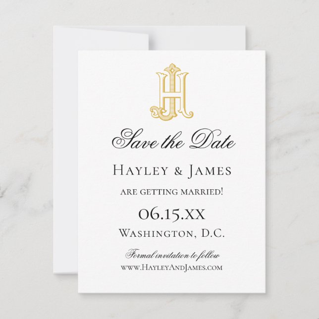 Save The Date Enregistrer la date HJ Monogramme ou JH Monogramme (Devant)
