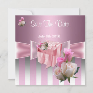 Save The Date Enregistrer La Date Jolie Satin Rose Argent Bouton