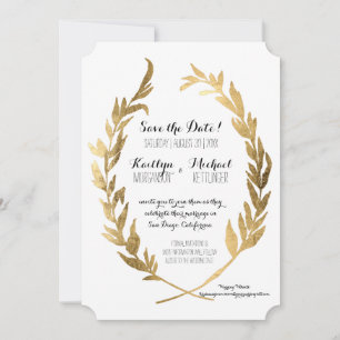 Save The Date Enregistrer la date Laurel Wreath Olive Leaf Faux 