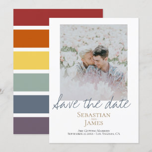 Save The Date Enregistrer la date LGBTQ Rainbow Photo personnali