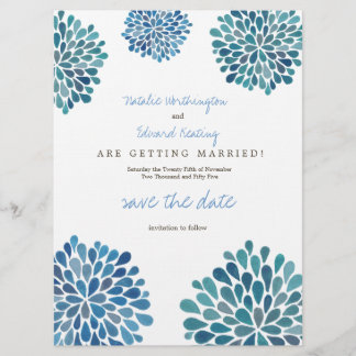 Save The Date Enregistrer la date Linge de maison Fleur Bleu Fle