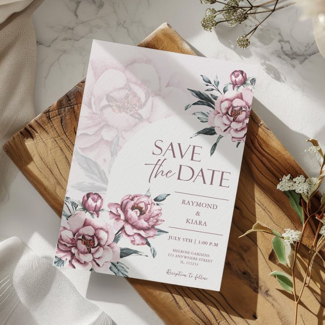 Save The Date Enregistrer La Date Mariage De Peony Rose Dusky (save the date modern vintage dusty pink peony invitation card)