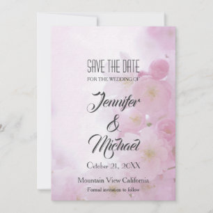 Save The Date Enregistrer la date Mariage Fleurs roses Elégante 