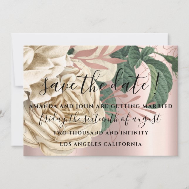 Save The Date Enregistrer la date Mariage mariée Roses crémeux M (Devant)