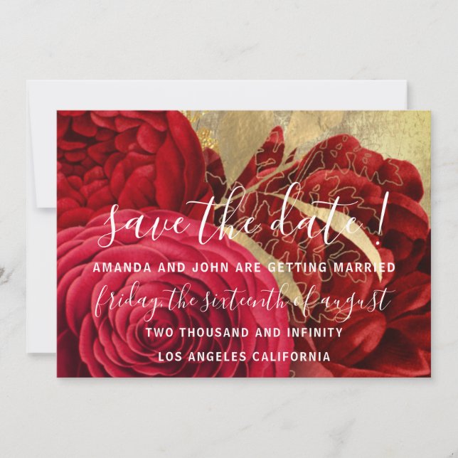 Save The Date Enregistrer La Date Mariage Mariée Wreath Or Roses (Devant)