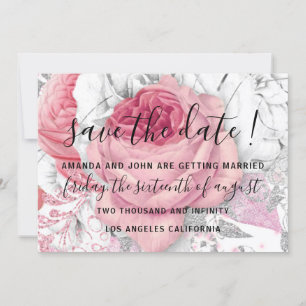 Save The Date Enregistrer la date Mariage Rose  PinK Blanc
