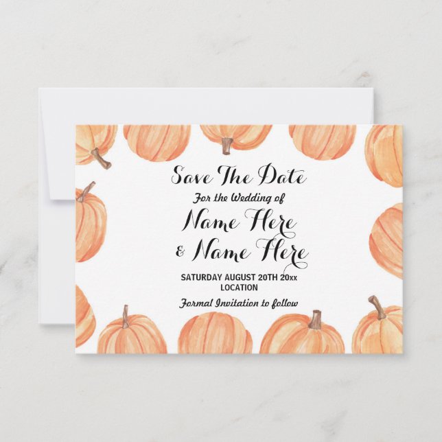 Save The Date Enregistrer la date Mariage Rustic Citrouille aqua (Devant)