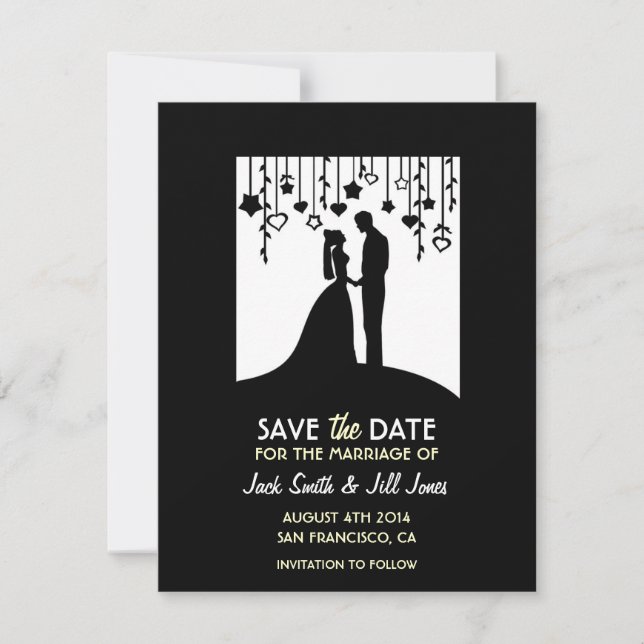 Save The Date Enregistrer la date - mariée et mariée en noir et  (Devant)