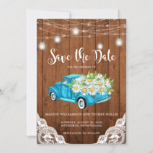 Save The Date Enregistrer la date Mason Jar Lights Wood Lace 
