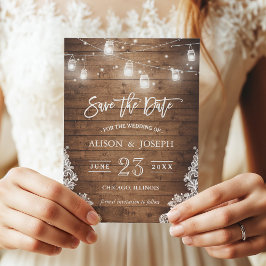 Save The Date Enregistrer La Date Mason Jars Éclairage Dentelle