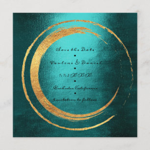 Save The Date Enregistrer La Date Minimum Turquoise Gold Wreath