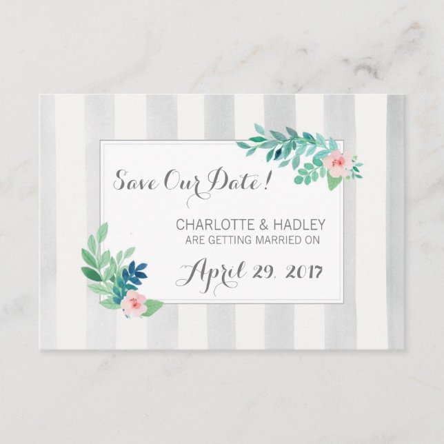 Save The Date Enregistrer La Date Modern Stripes & Bohemian Flor (Devant)