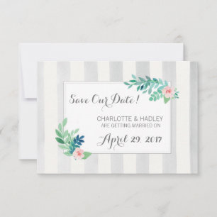 Save The Date Enregistrer La Date Modern Stripes & Bohemian Flor