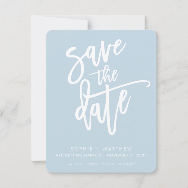 Save The Date ENREGISTRER LA DATE moderne script calligraphie bl (Devant)