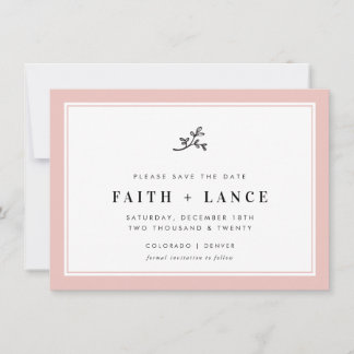 Save The Date ENREGISTRER LA DATE moderne sprig mignon bord rose