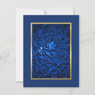 Save The Date Enregistrer la date Navy Blue Damask avec n'import