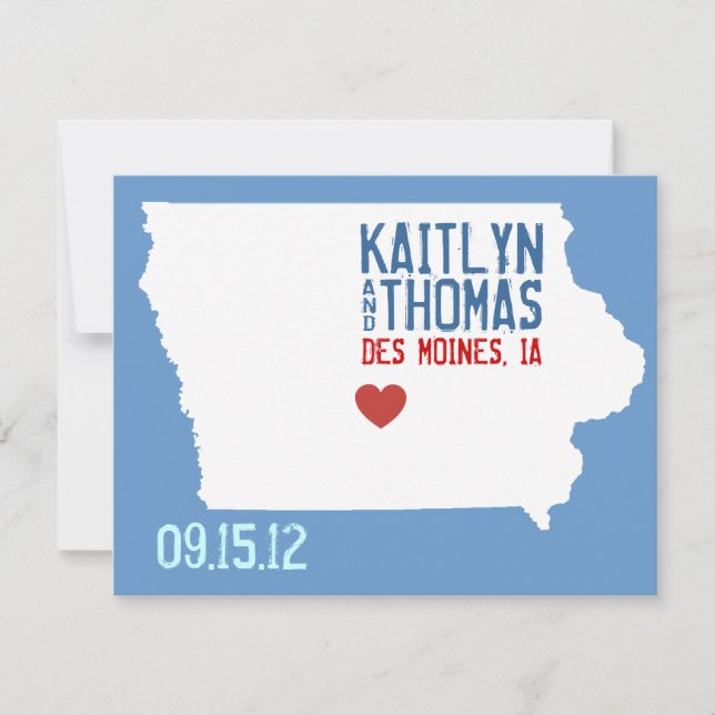 Save The Date Enregistrer la date - Personnalisable - Iowa (Devant)