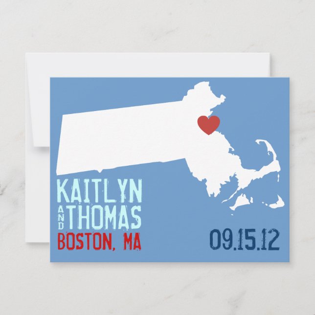 Save The Date Enregistrer la date - Personnalisable - Massachuse (Devant)