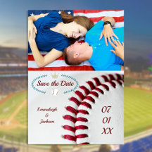 Enregistrer La Date Photo Mariage Baseball Thème