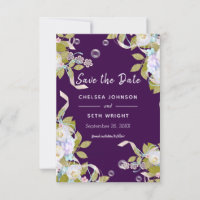 Enregistrer la date Plum Purple et Spring Floral