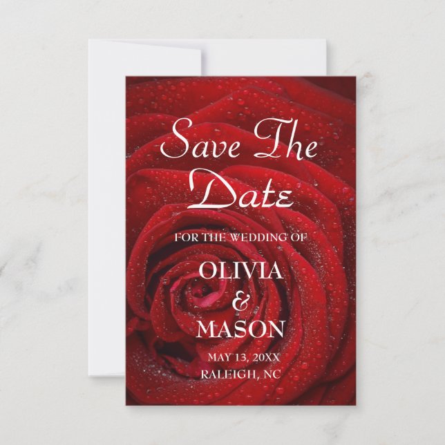 Save The Date Enregistrer la date - Rose rouge texturé (Devant)