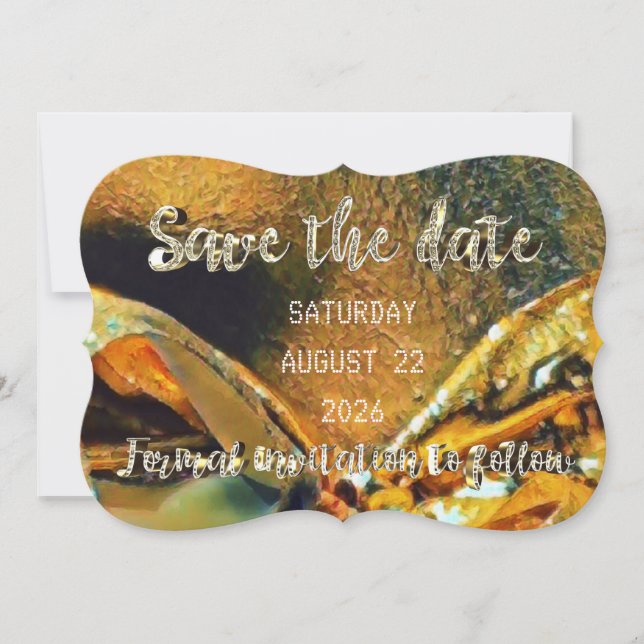 Save The Date Enregistrer La Date Ruban Gold Script Wedding Part (Devant)