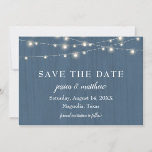 Save The Date Enregistrer la date Rustic Blue Farmhouse Lights