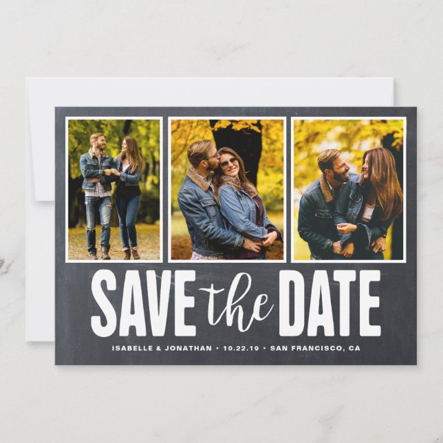 Save The Date Enregistrer la date Rustic Chalkboard 3 Photo Coll (Devant)