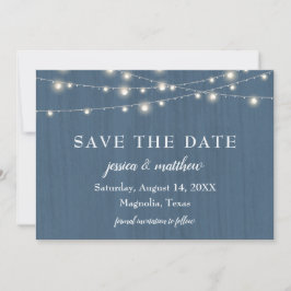 Save The Date Enregistrer la date Rustic Farmhouse Blue String L
