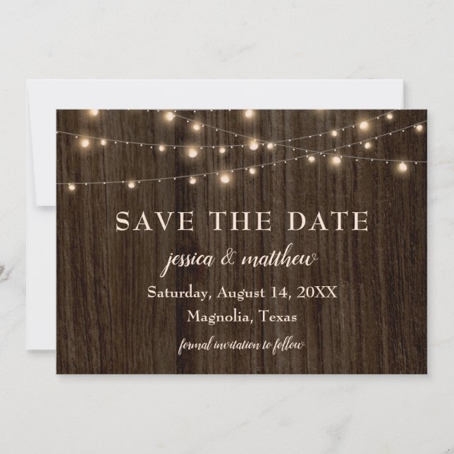 Save The Date Enregistrer la date Rustic Farmhouse Twinkling Lig (Devant)