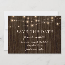 Save The Date Enregistrer la date Rustic Farmhouse Twinkling Lig