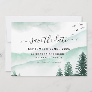 Save The Date Enregistrer la date Rustic Forest Watercolor Moody