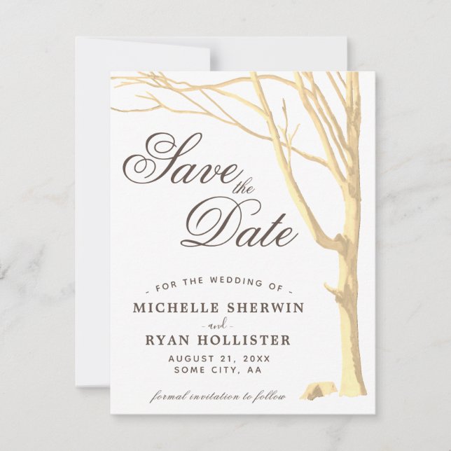Save The Date Enregistrer la date Rustic Tree Script Simple Cart (Devant)