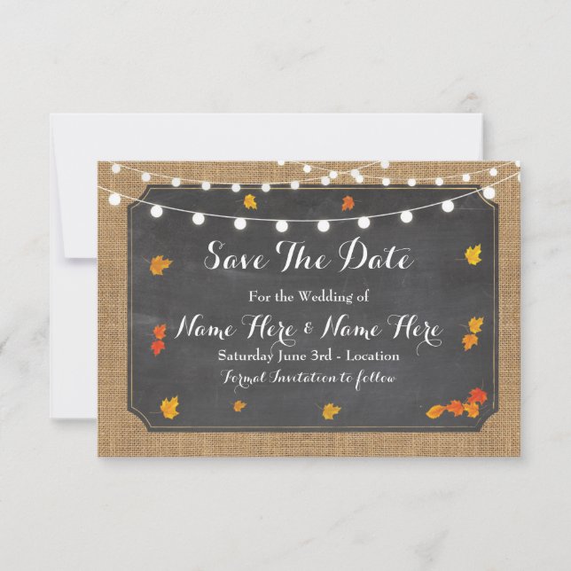 Save The Date Enregistrer La Date Rustic Wood Rustic Automne Inv (Devant)