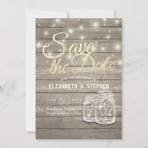 Save The Date Enregistrer La Date Rustique Bois Mason Jar Éclair