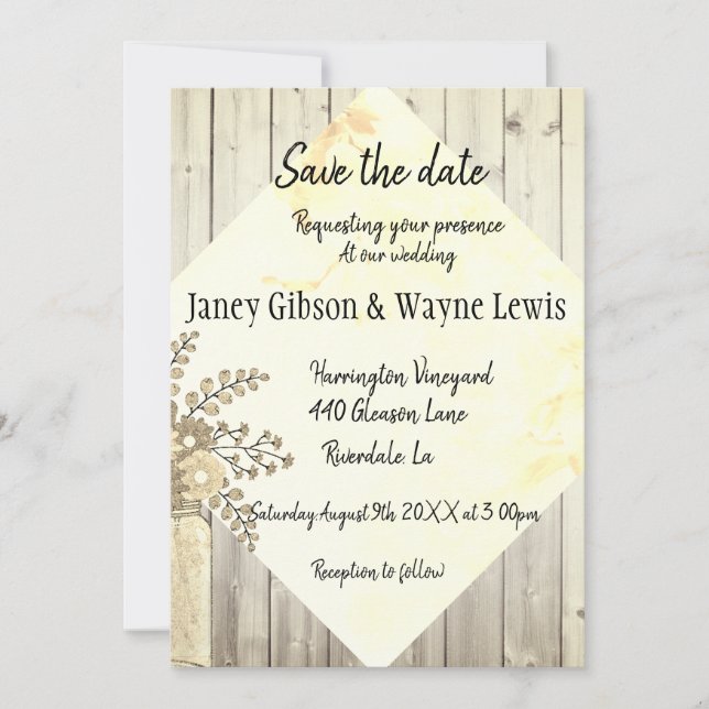 Save The Date Enregistrer La Date Rustique Floral Mariage (Devant)