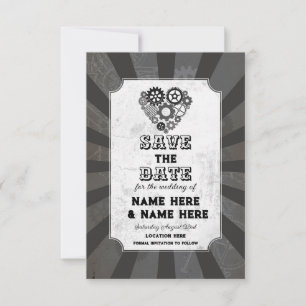 Save The Date Enregistrer La Date Steampunk Coeurs Mariages Coeu