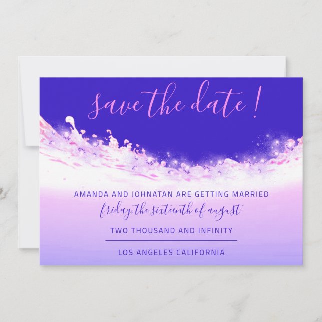 Save The Date Enregistrer La Date Tropic Ocean Rose Wave Ombre I (Devant)