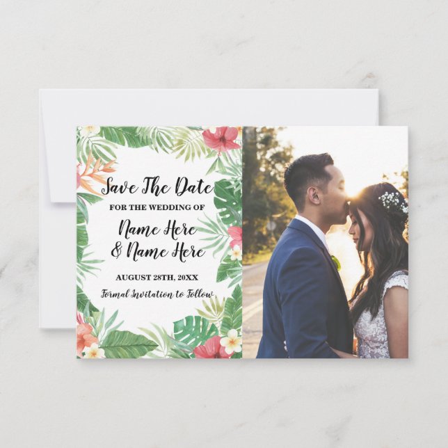 Save The Date Enregistrer la date Tropical Aloha Floral Flowers  (Devant)