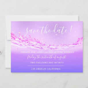 Save The Date Enregistrer La Date Tropical Ocean Purple Pink